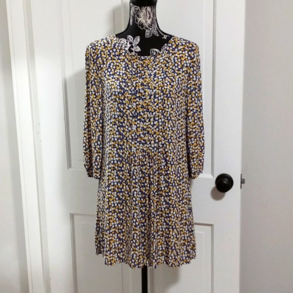 💛Boden💛 - Yellow/Navy/White Polka Dot 3/4 Sleeve Dress